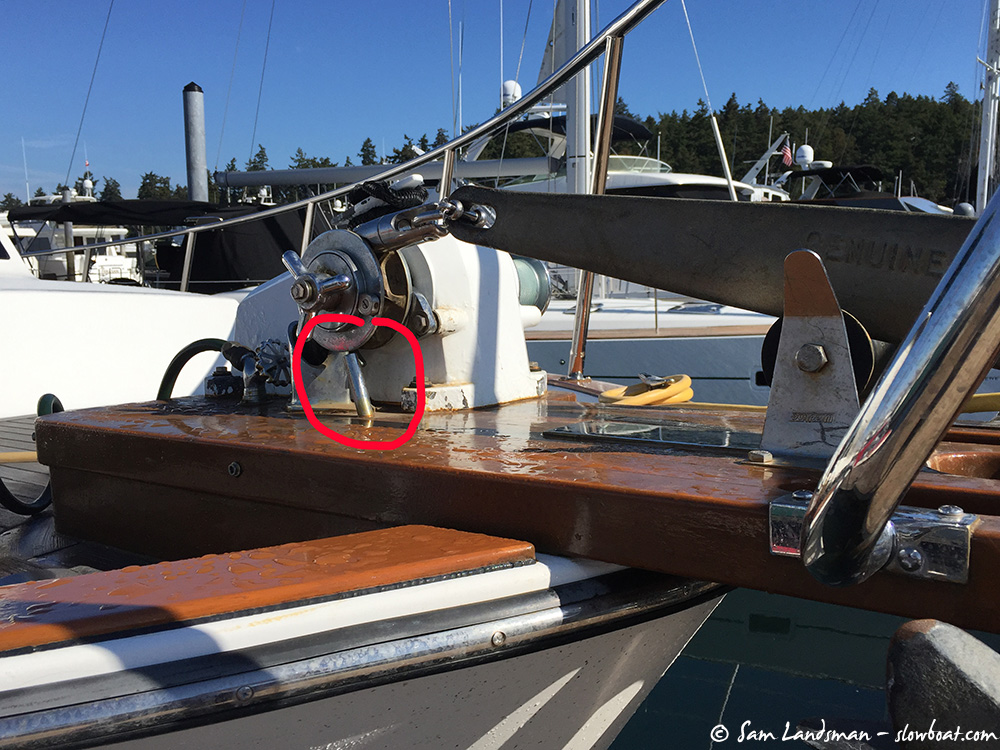 This "chain knocker" pulled out of the deck, causing the windlass to jam.