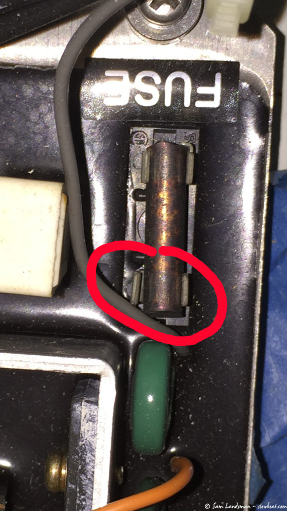 This fuse holder on the automatic voltage regulator was loose, causing the generator to not make AC power.